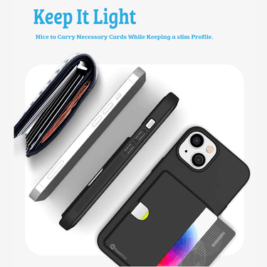 iPhone 15 Slim & Tough Case Cover with Card Holder: Screen & Camera Guard, Drop Protection, Strong Build - Frosted Clear